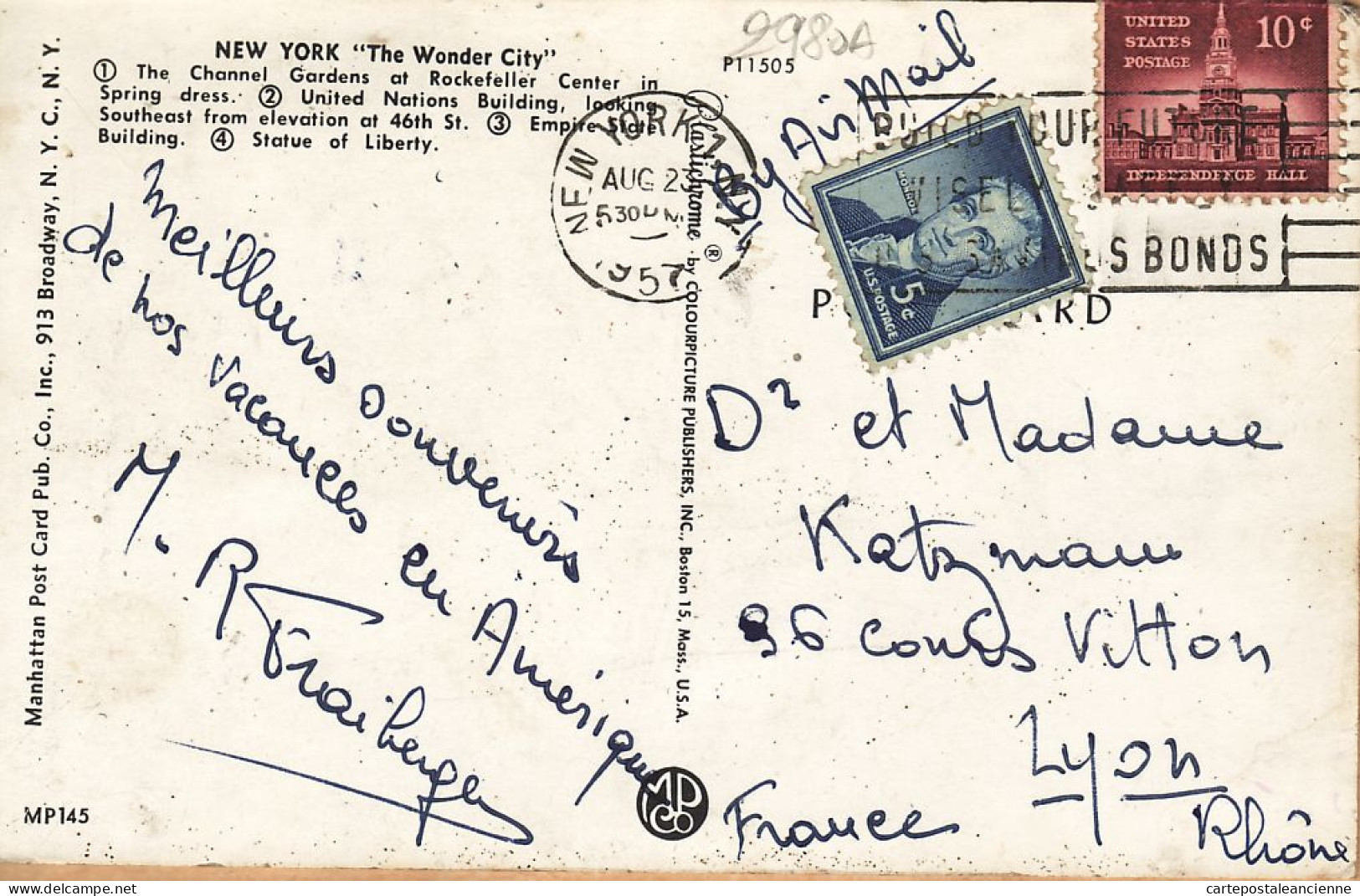 23959 / ⭐ WONDER CITY NEW YORK CITY 23.08.1957 Publisher: MANAHATTAN POST CARD PUB - Autres Monuments, édifices