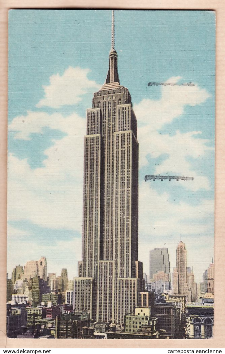 23915 / ⭐ EMPIRE STATE BUILDING NEW YORK CITY 30.04.1957 ( Weave ) Publisher: GENUINE CURTEICH CHICAGO - Empire State Building