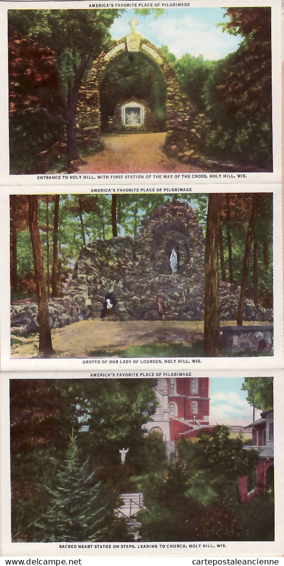 23972 / ⭐ Rare 18 Select Views HOLY HILL WI Wisconsin America's Place PILGRIMAGE1948 Original Complete Set In COVER USA - Sonstige & Ohne Zuordnung