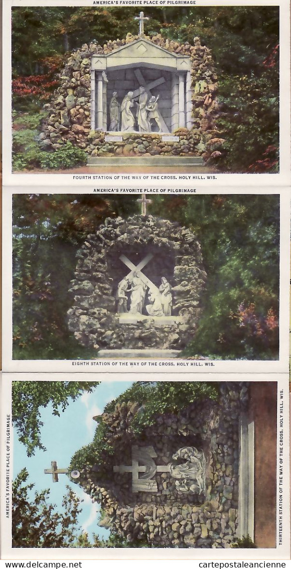 23972 / ⭐ Rare 18 Select Views HOLY HILL WI Wisconsin America's Place PILGRIMAGE1948 Original Complete Set In COVER USA - Sonstige & Ohne Zuordnung