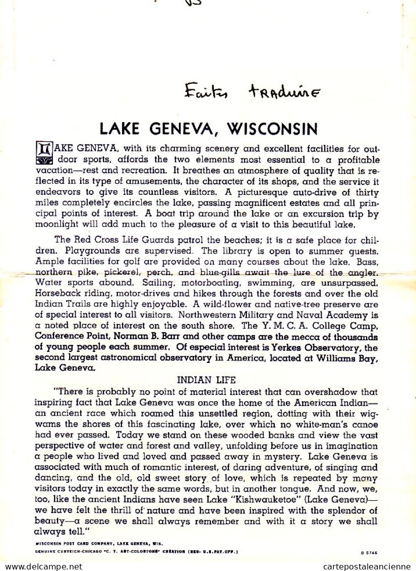 23968 / ⭐ Rare 18 Select Views GREETINGS from LAKE GENEVA WISCONSIN 1950s COMPLETE SET in COVER USA