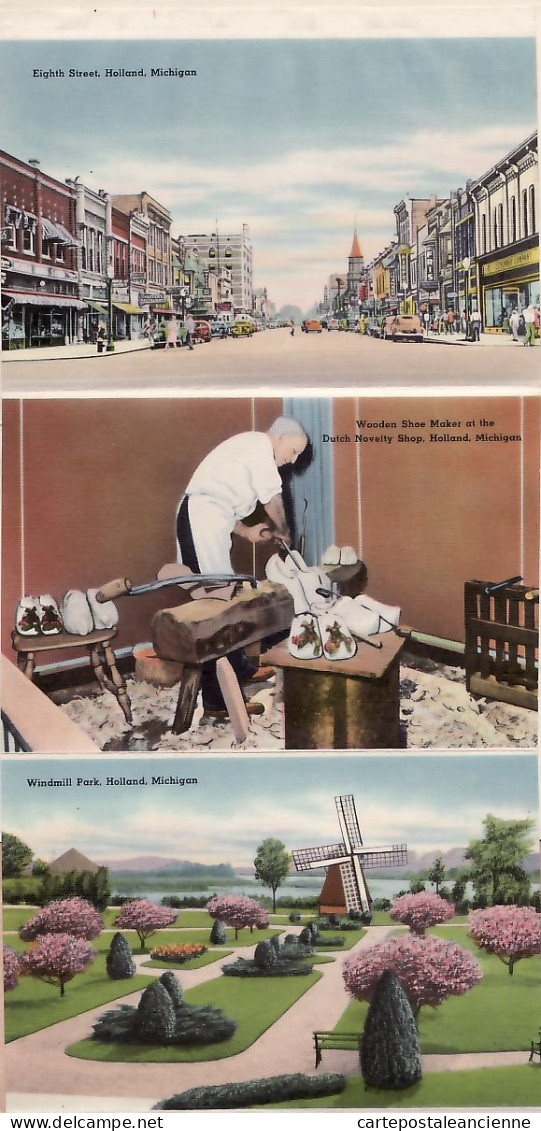 23969 / ⭐ Rare 18 Select Views Souvenir Greetings Folder HOLLAND MI-MICHIGAN 1949 COMPLETE SET in COVER USA