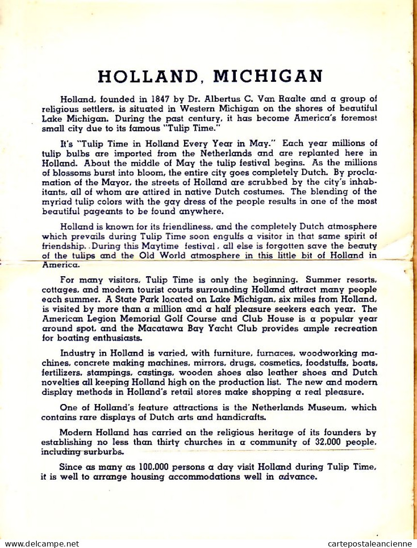 23969 / ⭐ Rare 18 Select Views Souvenir Greetings Folder HOLLAND MI-MICHIGAN 1949 COMPLETE SET in COVER USA