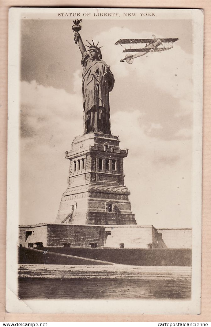 23888 / ⭐ NY STATUE Of LIBERTYwith Air Plane NEW YORK REAL PHOTO Early 1910 Post Card  - Statue De La Liberté