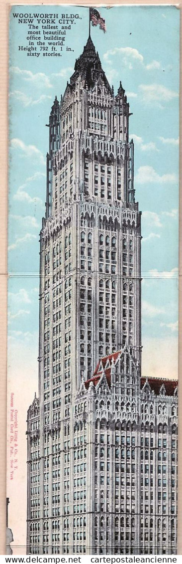 23890 / ⭐ Look! NY WOOLWORTH BUIDING NEW YORK Higher 3 Post Cards In ONE 1910s Publisher: SOUVENIR FOLDING CARD 775 - Other Monuments & Buildings