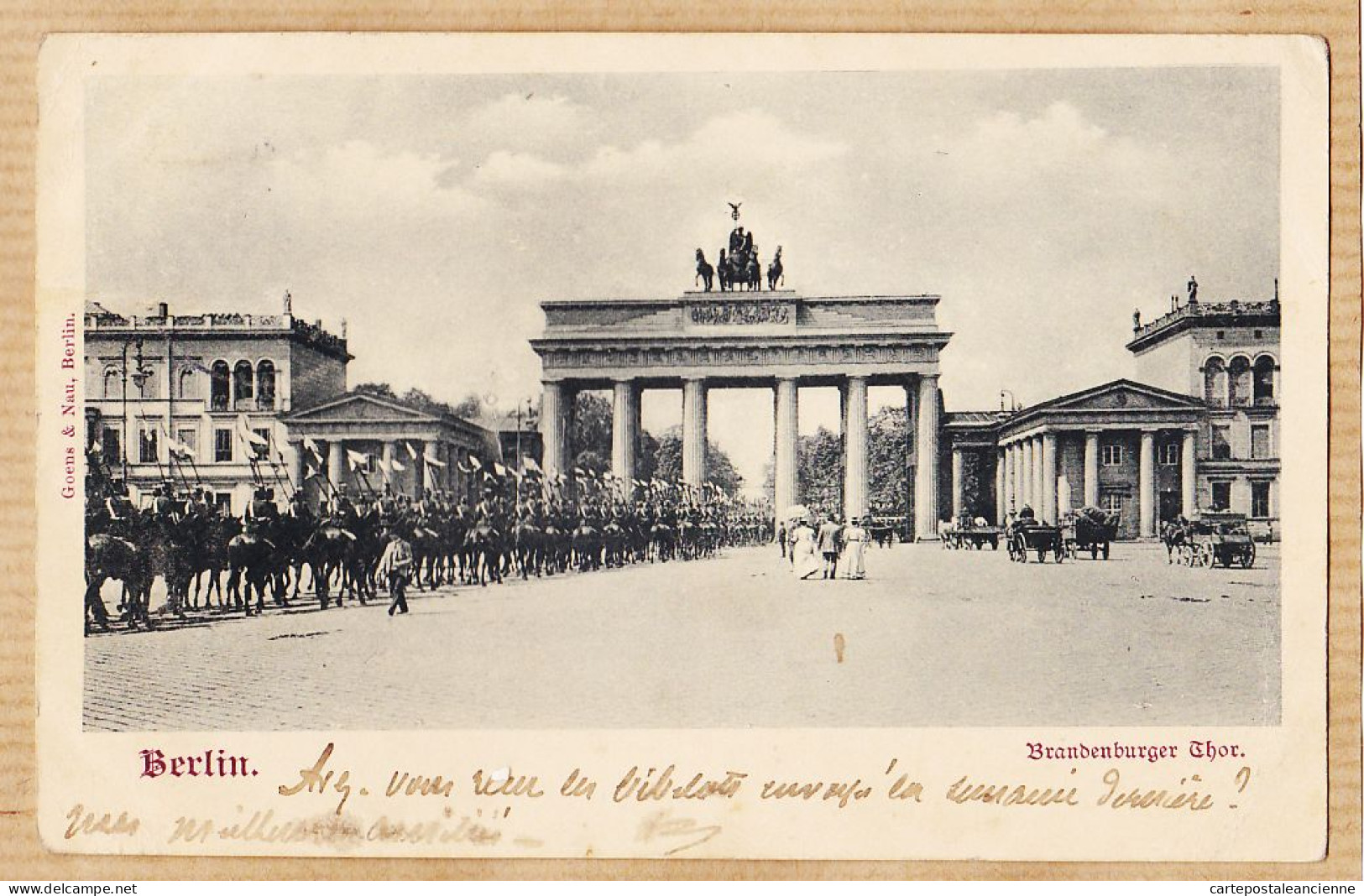 23521 / Peu Commun BERLIN Brandenburger THOR Défilé Porte BRANDEBOUG 1898 à Lieutenant VENARD 6e Bataillon Chasseurs Nic - Porta Di Brandeburgo