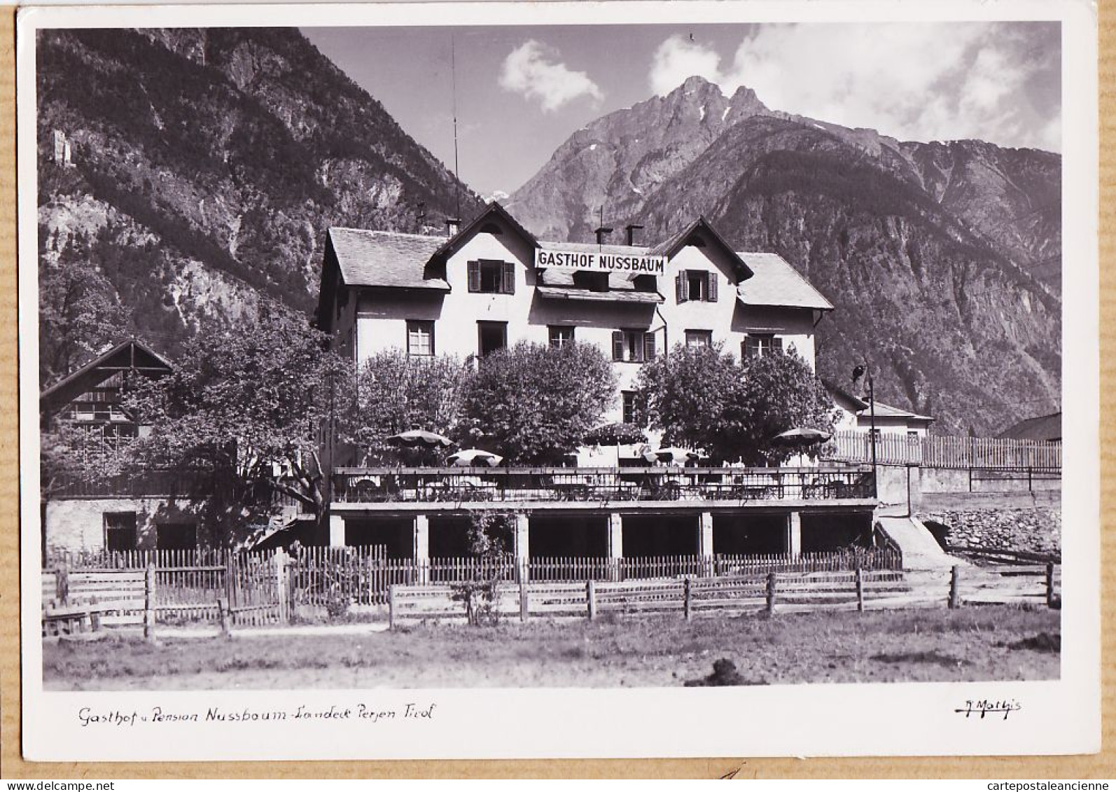 23693 / Rare LANDECK Tirol Pension GASTHOF NUSSBAUM 1950s Photographische Anstalt Rud MATHIS  - Landeck