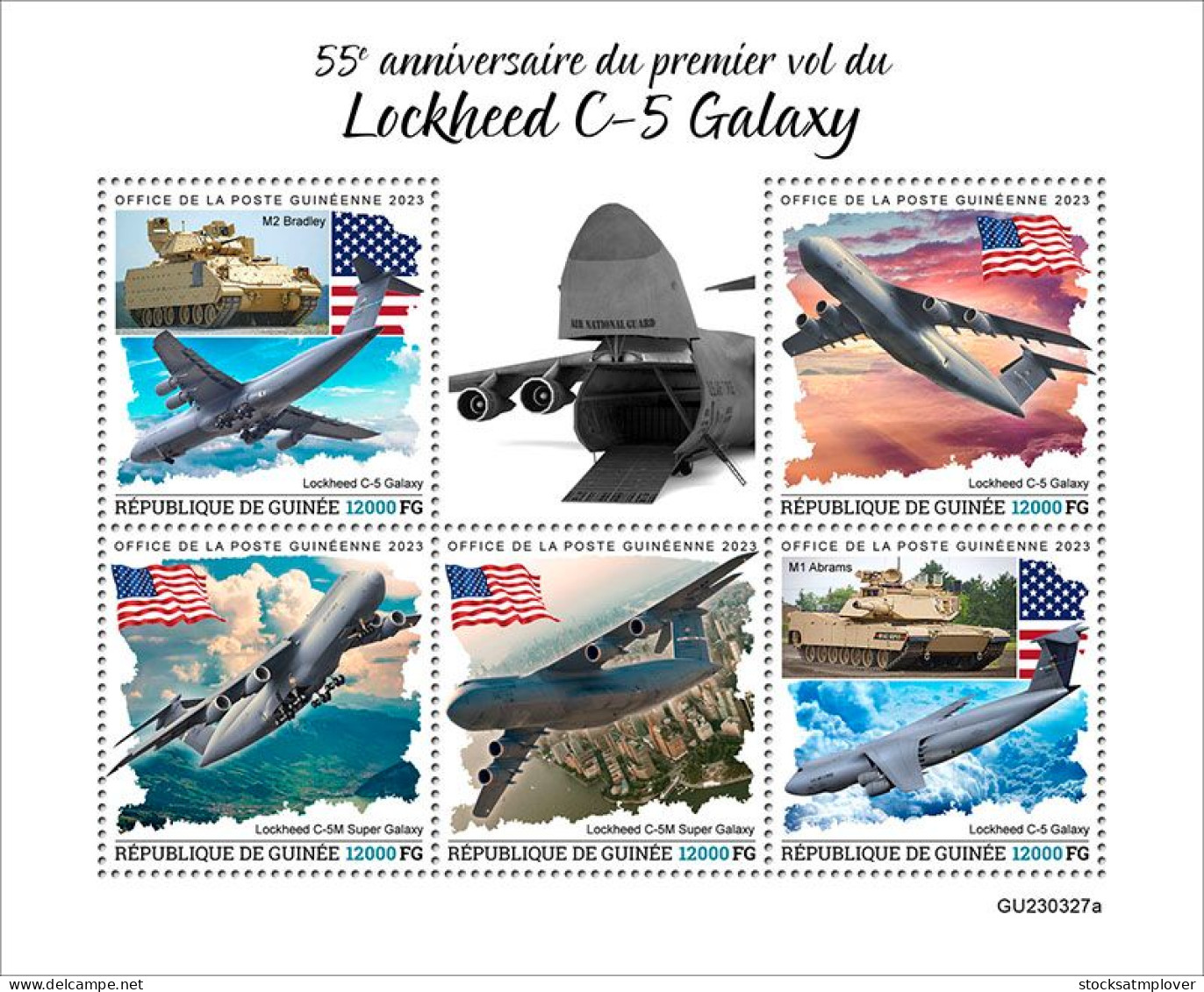 Guinea 2023 55th Anniversary Of The First Flight Of Lockheed C-5 Galaxy S202402 - Guinée (1958-...)