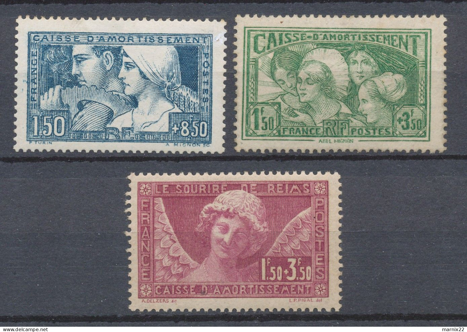 FRANCE 191928-1931 CAISSE D'AMORTISSEMENT - 3 STAMPS MINT (gum Remarks, See )                                    Hk143 - 1932-39 Peace