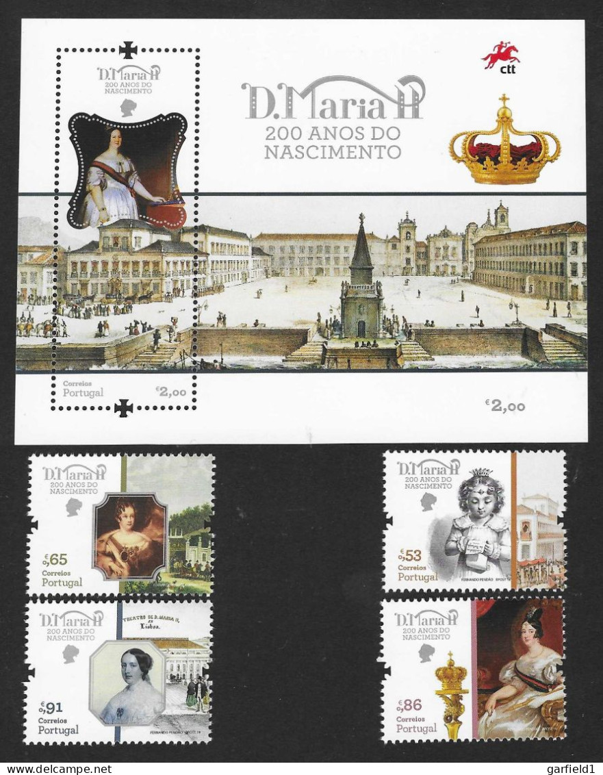 Portugal 2019 , Mi.Nr. 4476/79 +Sheet 441/4480 - D.Maria II 200 Anos Do Nascimento - Postfrisch / MNH / (**) - Unused Stamps