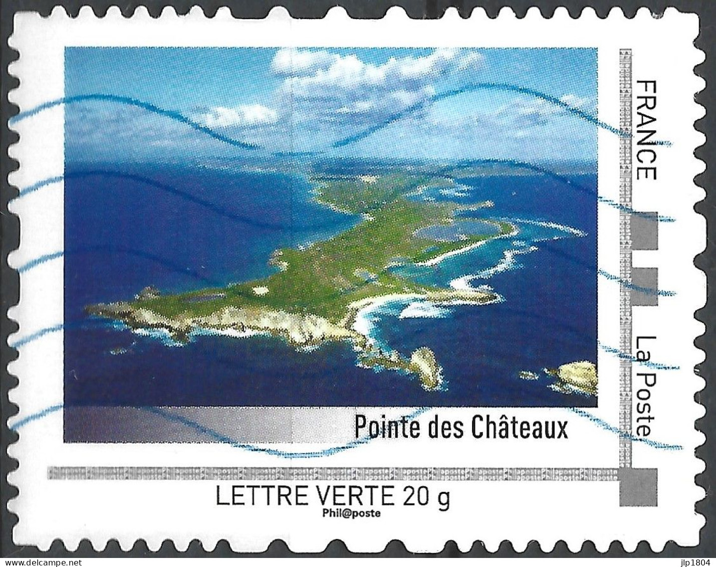 Montimbramoi  Guadeloupe : Pointe Des Châteaux - Lettre Verte: Timbre Sur Support - Used Stamps