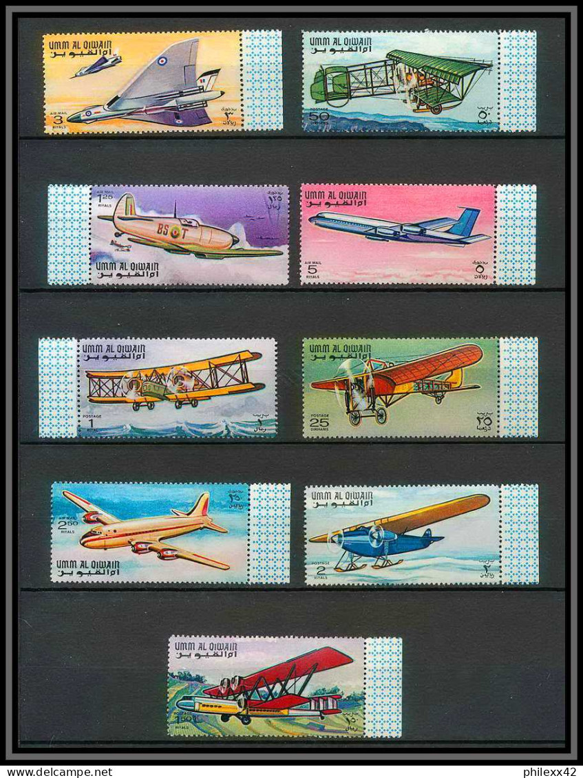 0252/ Umm Al Qiwain N° 296 / 304 A The History Of Aviation Avion Airplane Blériot Dc4 Boeing Vulcan Farnham Hercules - Umm Al-Qiwain