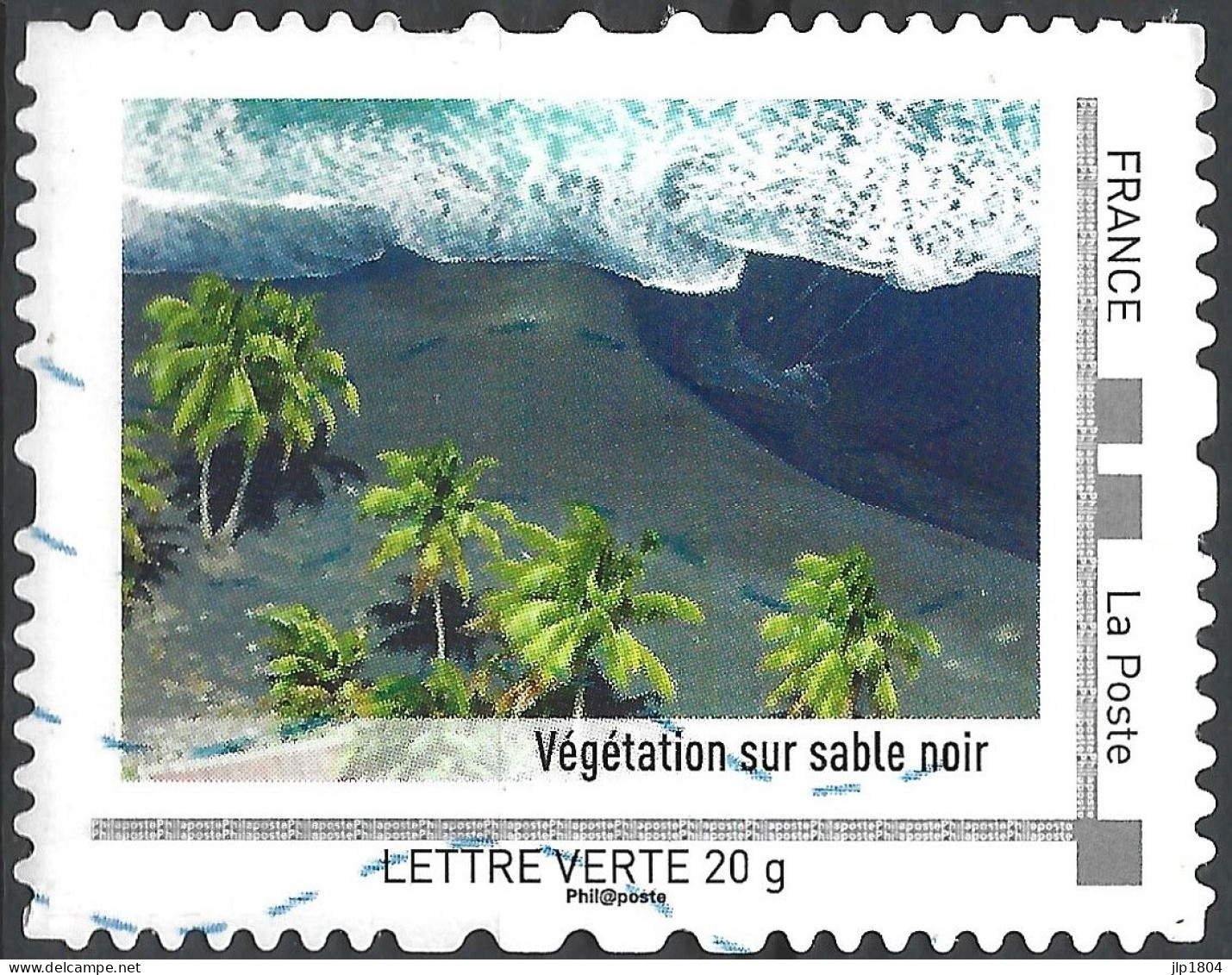 Montimbramoi  Martinique : Végétation Sur Sable Noir - Lettre Verte: Timbre Sur Support - Oblitérés