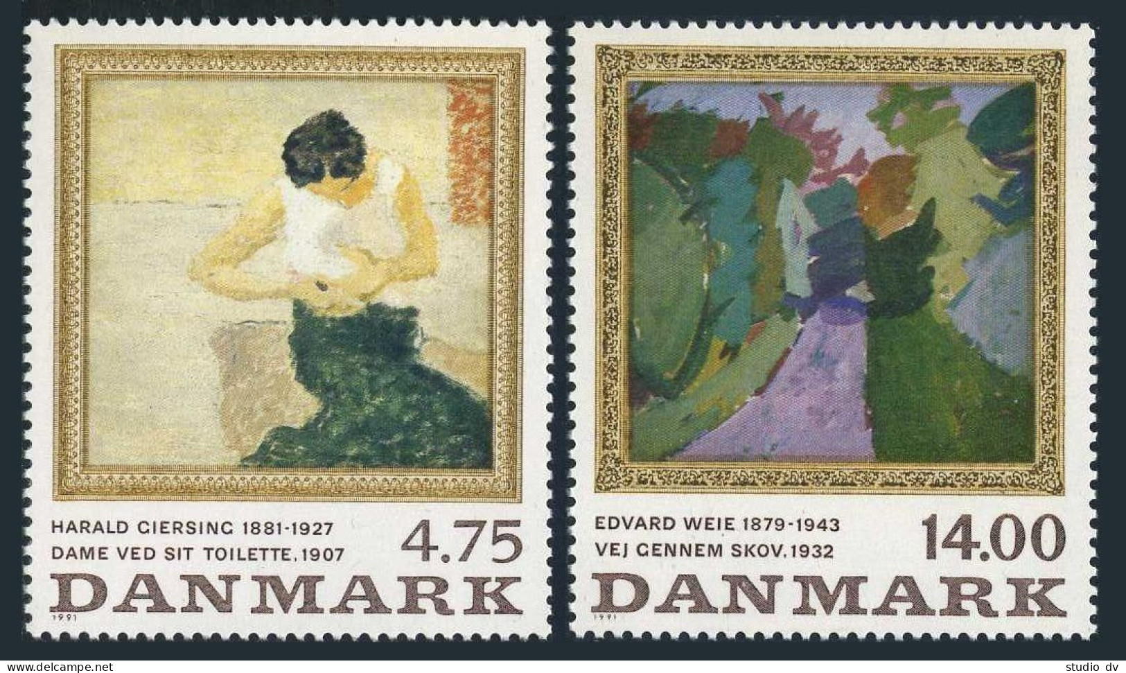 Denmark 951-952, MNH. Mi 1016-1017. Art 1991. By Harald Giersing, Edward Weie. - Neufs