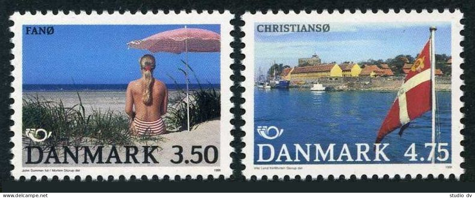 Denmark 939-940,MNH.Michel 1003-1004. Danish Islands,1991.Harbor,Town,Beach, - Neufs