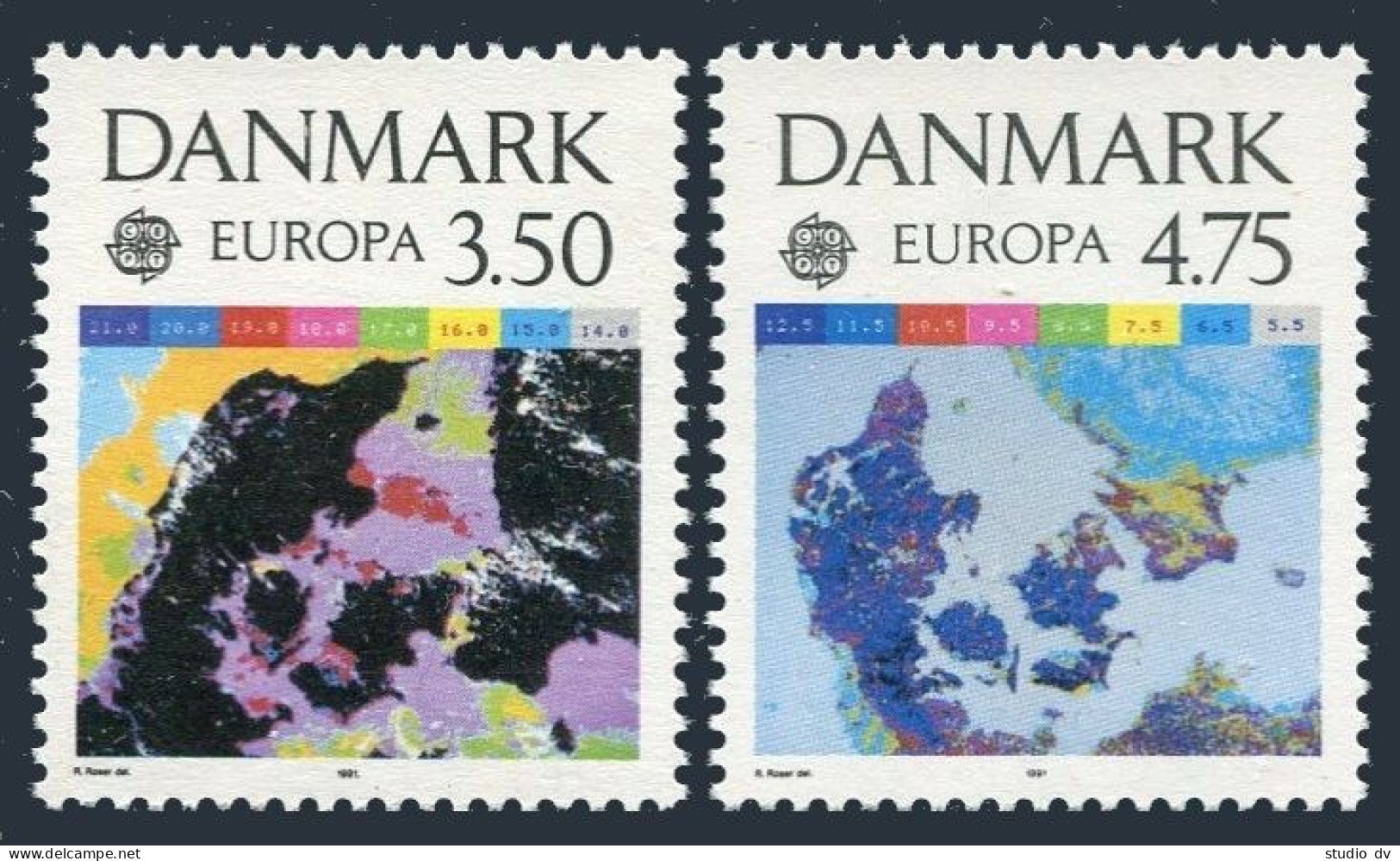 Denmark 936-937, MNH. Michel 1000-1001. EUROPE CEPT-1991, Satellite Photo. - Ungebraucht