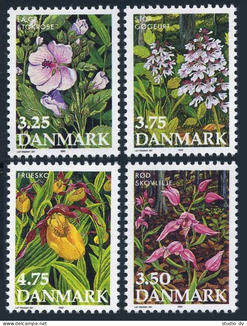 Denmark 920-23,MNH.Michel 981-984. Endangered Plants 1990.Marshmallow,Orchid, - Neufs