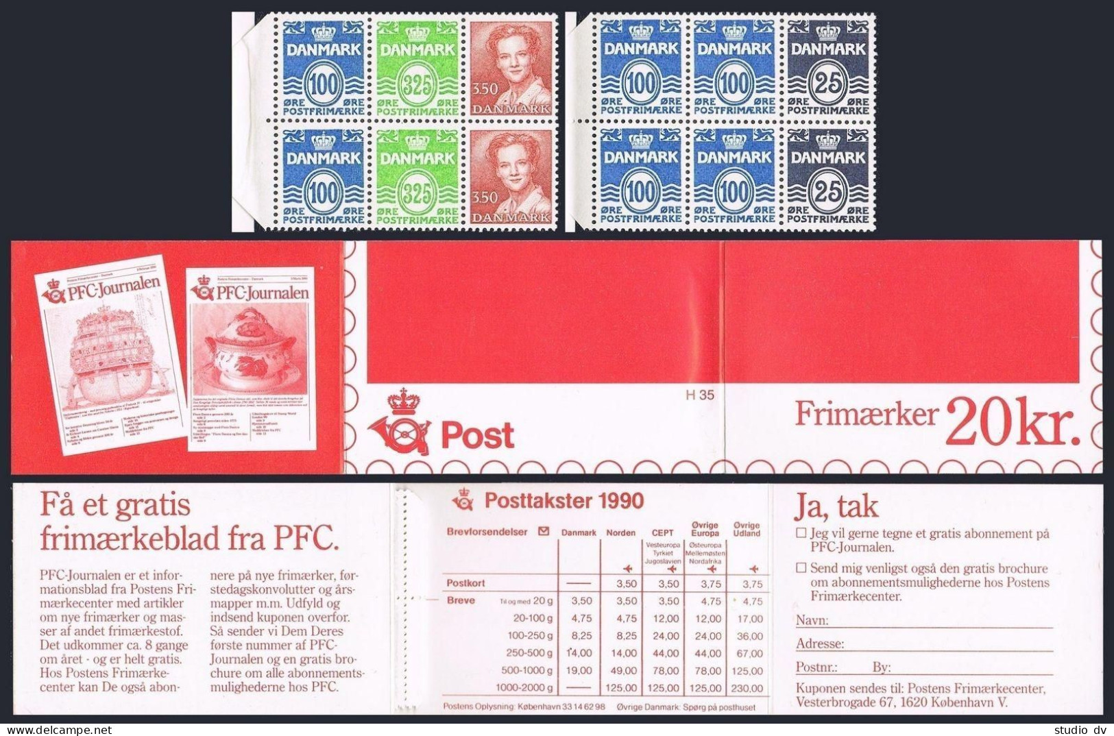 Denmark 887c Booklet 20Kr,MNH.Michel MH 42. Definitive 1990.Queen Margrethe II.  - Unused Stamps