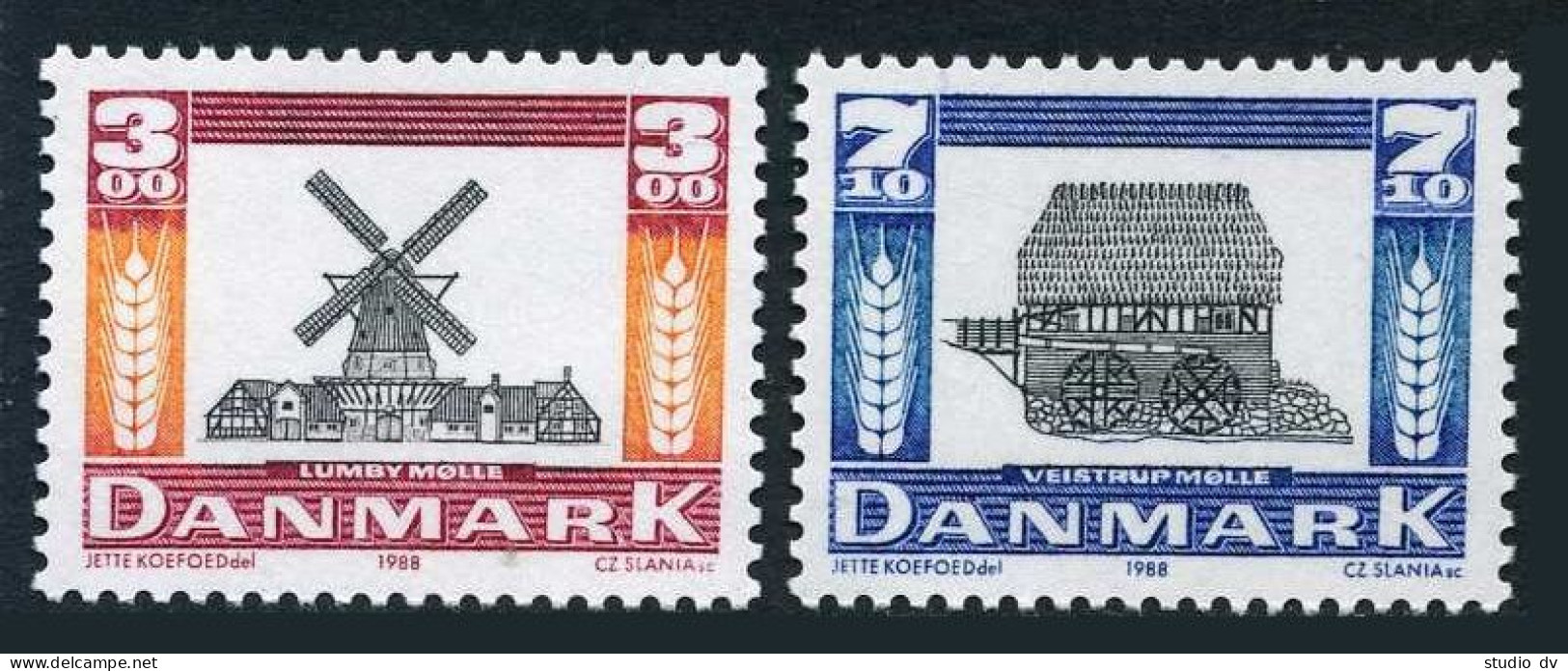 Denmark 861-862, MNH. Michel 930-931. Lumby Windmill, Vejstrup Water Mill. 1988. - Neufs