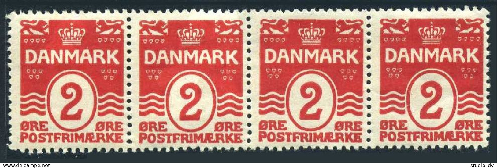 Denmark 86 Strip/4, MNH. Michel 78. Definitive Wavy Lines, 1913. - Neufs