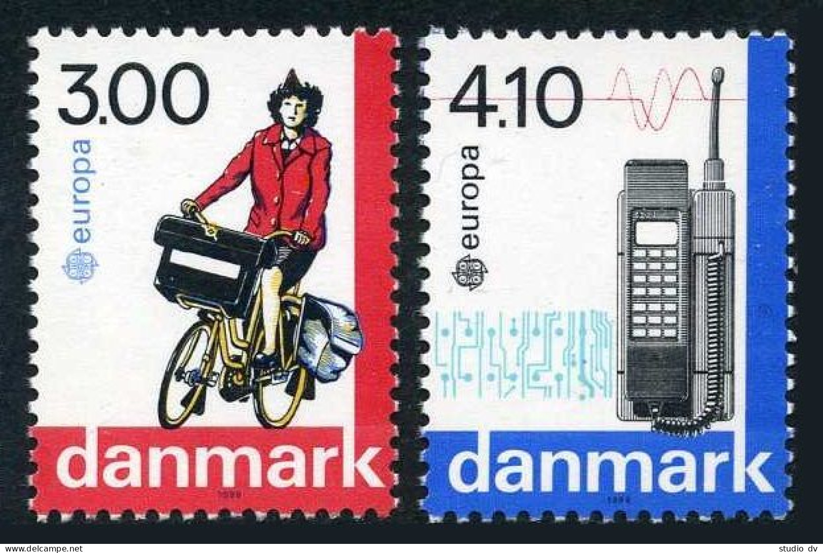 Denmark 854-855, MNH. Michel 921-922. EUROPE CEPT-1988, Cycle, Phones. - Neufs