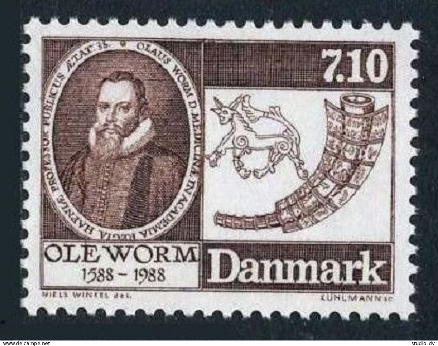 Denmark 849,MNH.Mi 916. Ole Worm,1588-1664,archeologist, 1988,Runic Artifact. - Nuovi