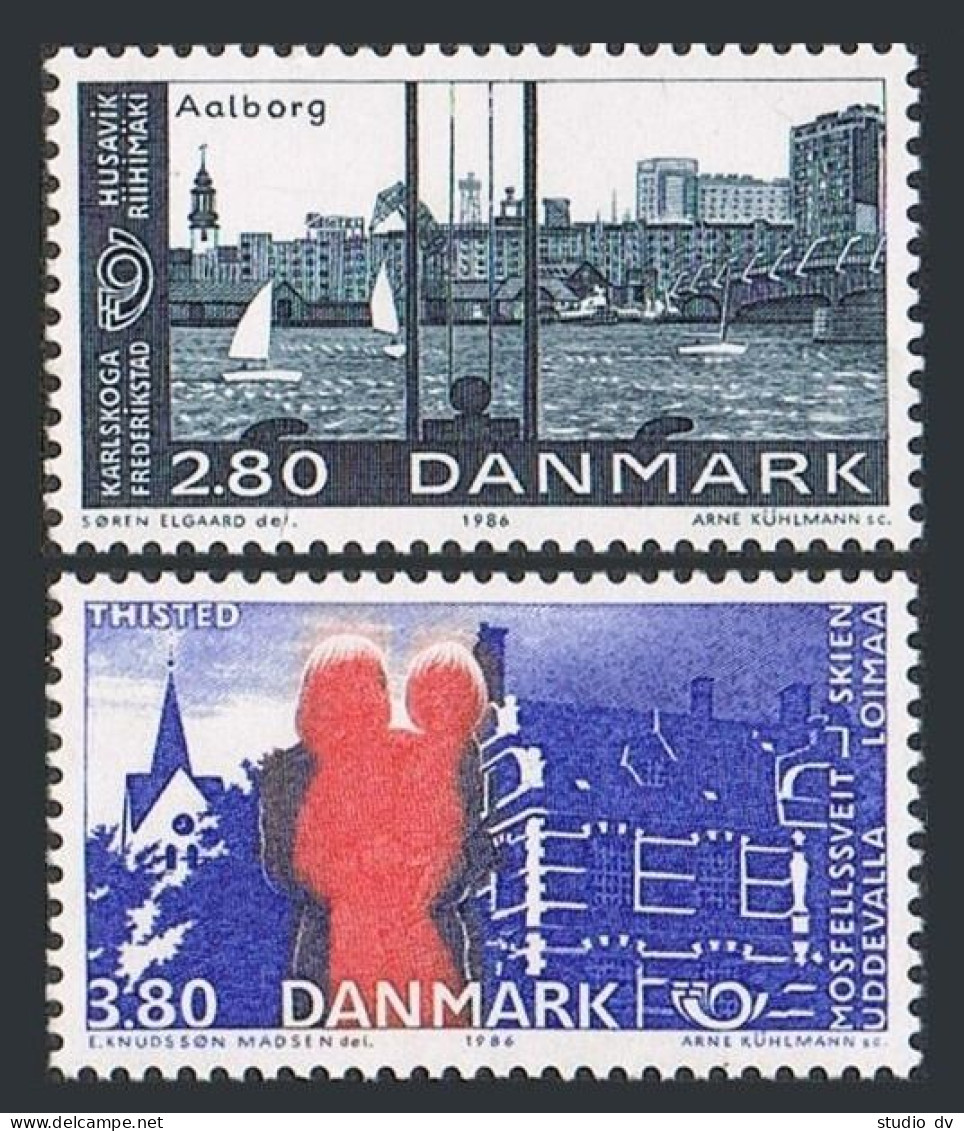 Denmark 819-820,MNH.Michel 868-869. Nordic Cooperation 1986.Harbor,Church. - Ungebraucht