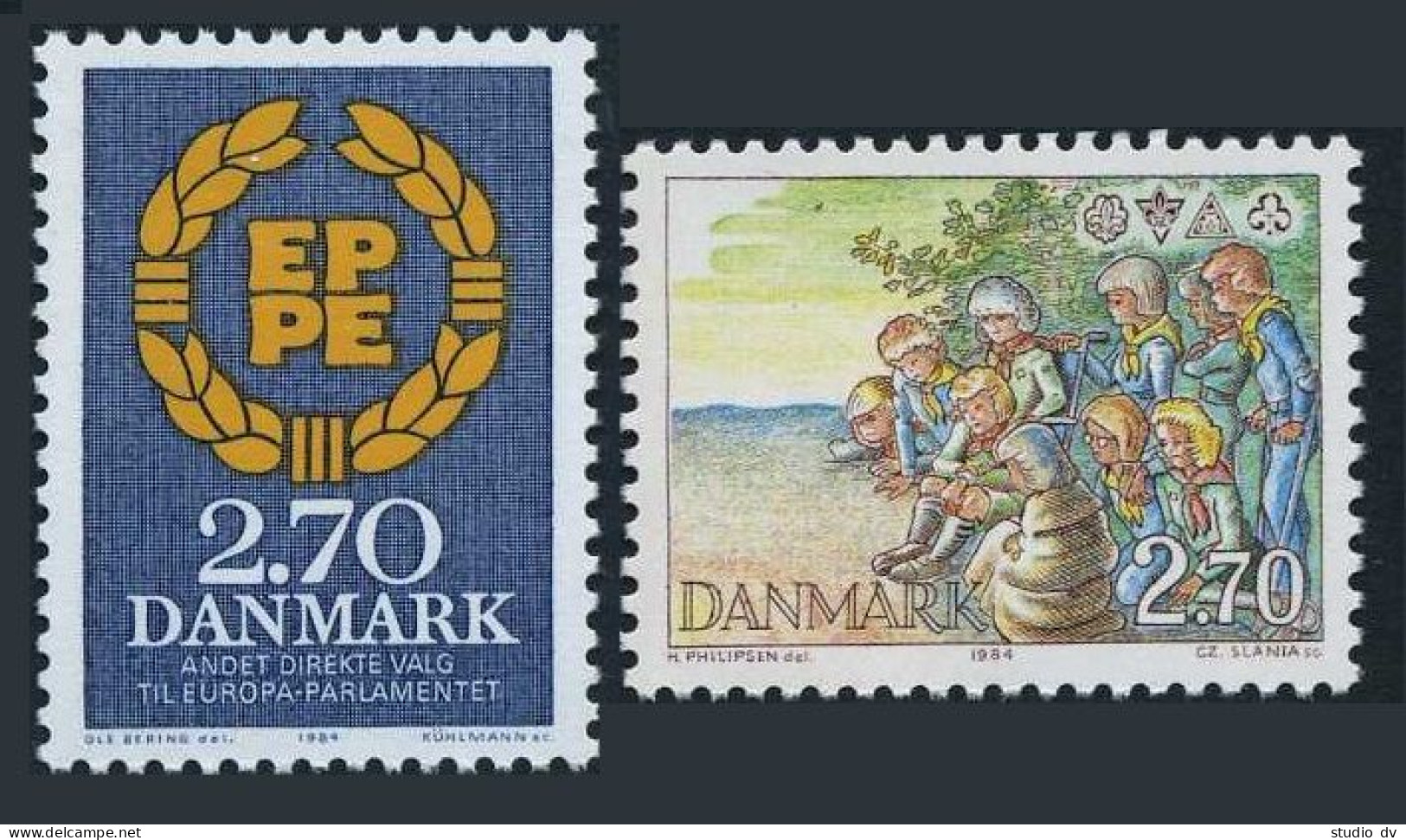 Denmark 753-754,lightly Hinged. EPPE,European Parliament Elections.Scouts.1974. - Nuovi