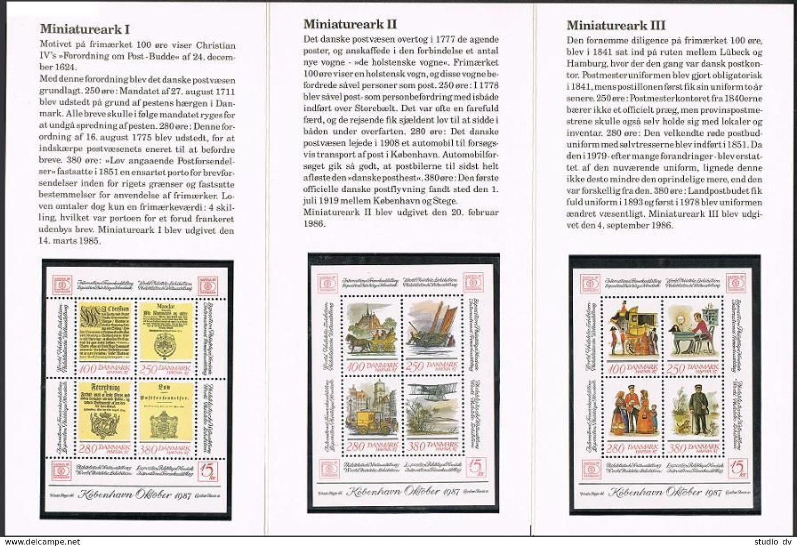 Denmark 772/791/825 Present Pack,MNH. HAFNIA-1987.Early Postal Ordinances. - Unused Stamps