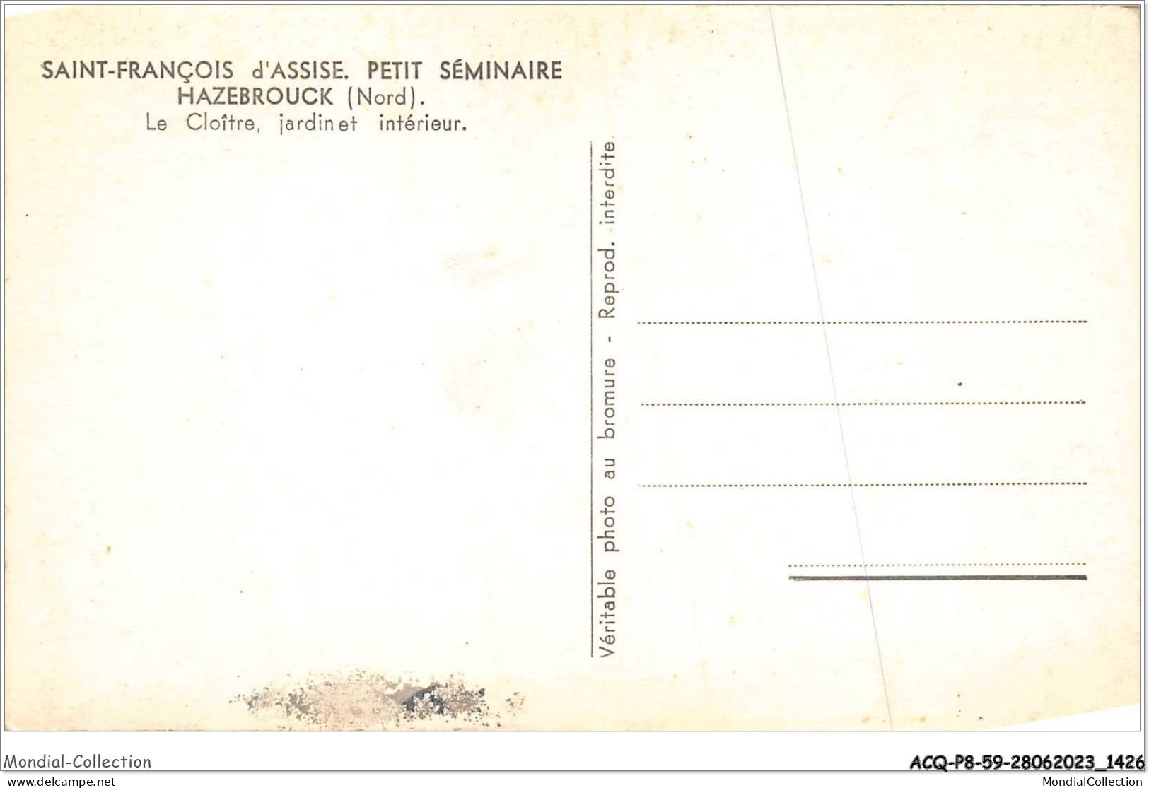 ACQP8-59-0719 - HAZEBROUCK - Saint François D'assise - Petit Séminaire - Le Cloître - Jardinet Intérieur - Hazebrouck