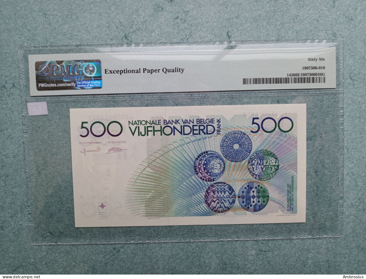 Belgium # P143#Banque Nationale 500 Francs Meunier PMG 66EPQ!! - 500 Francos