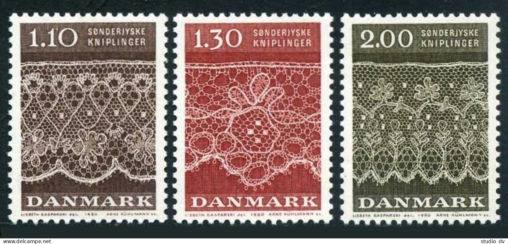 Denmark 675-677,MNH.Michel 715-717. Tonder Lace Patterns,1980. - Unused Stamps