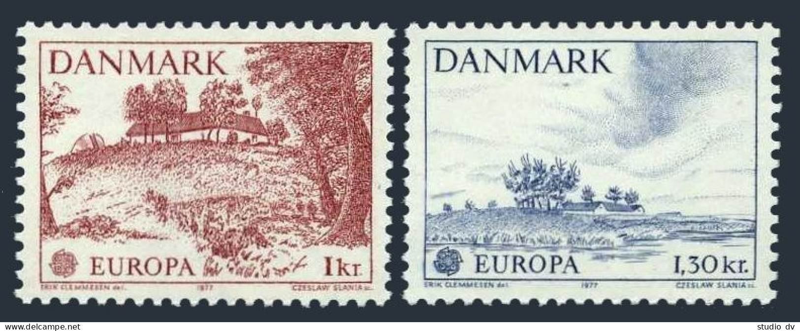 Denmark 600-601, MNH. Michel 639-640. EUROPE CEPT-1977. Views: Allinge,Ringsted. - Unused Stamps