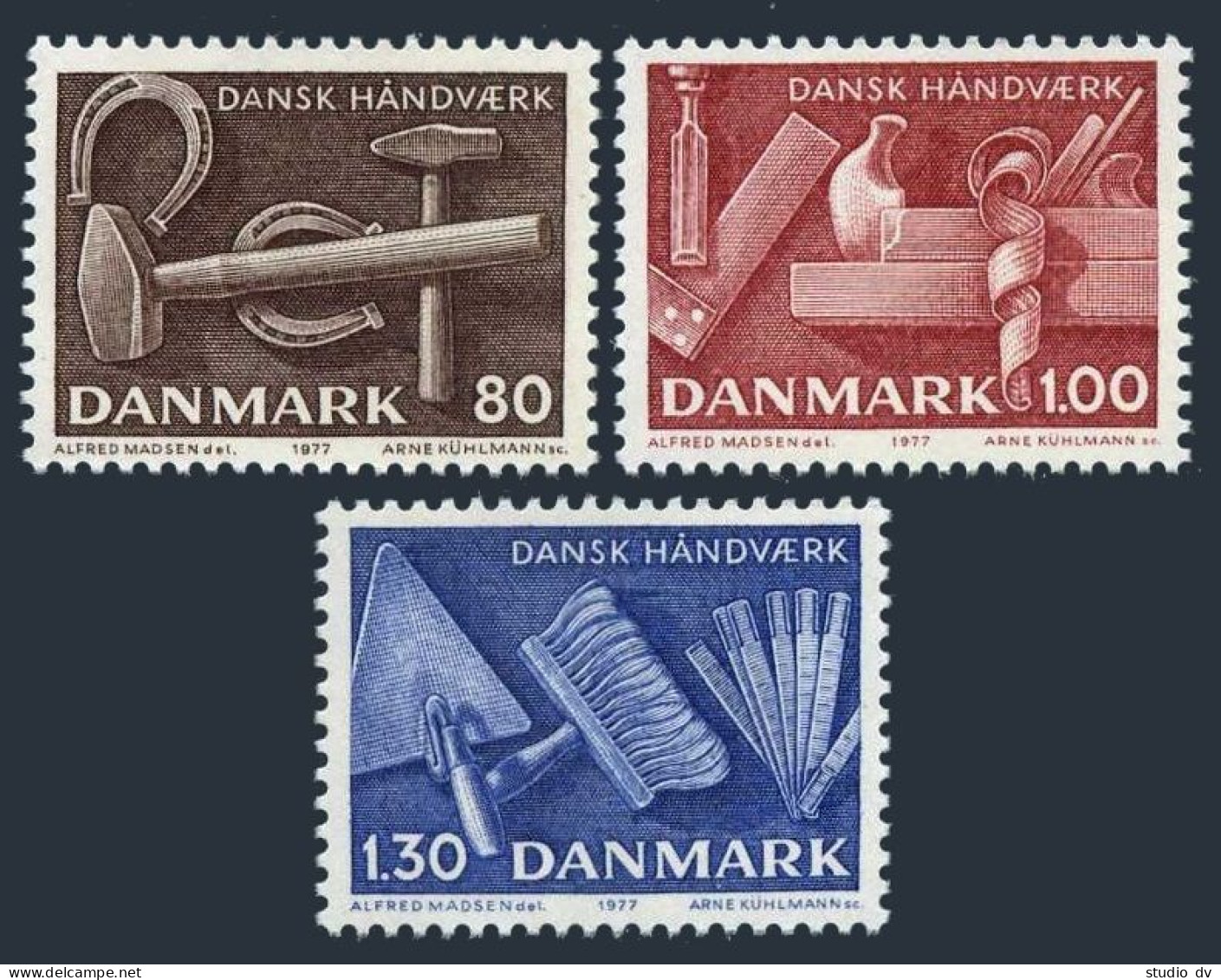 Denmark 606-608, MNH. Michel 645-647. Danish Crafts, 1977. - Unused Stamps