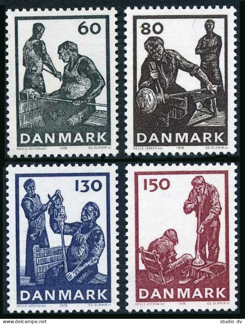 Denmark 593-596, MNH. Michel 631-634. Danish Glass Production, 1976. - Unused Stamps