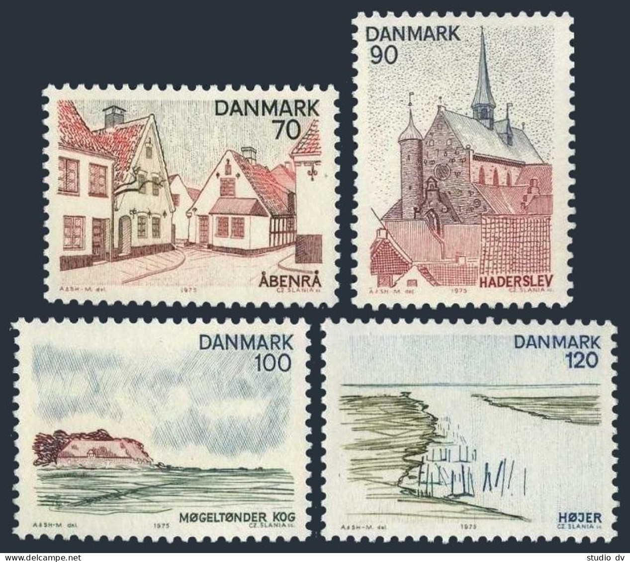 Denmark 576-579,MNH. 1975.Watchman Square,Haderslev Cathedral,Mogeltonder Polder - Neufs