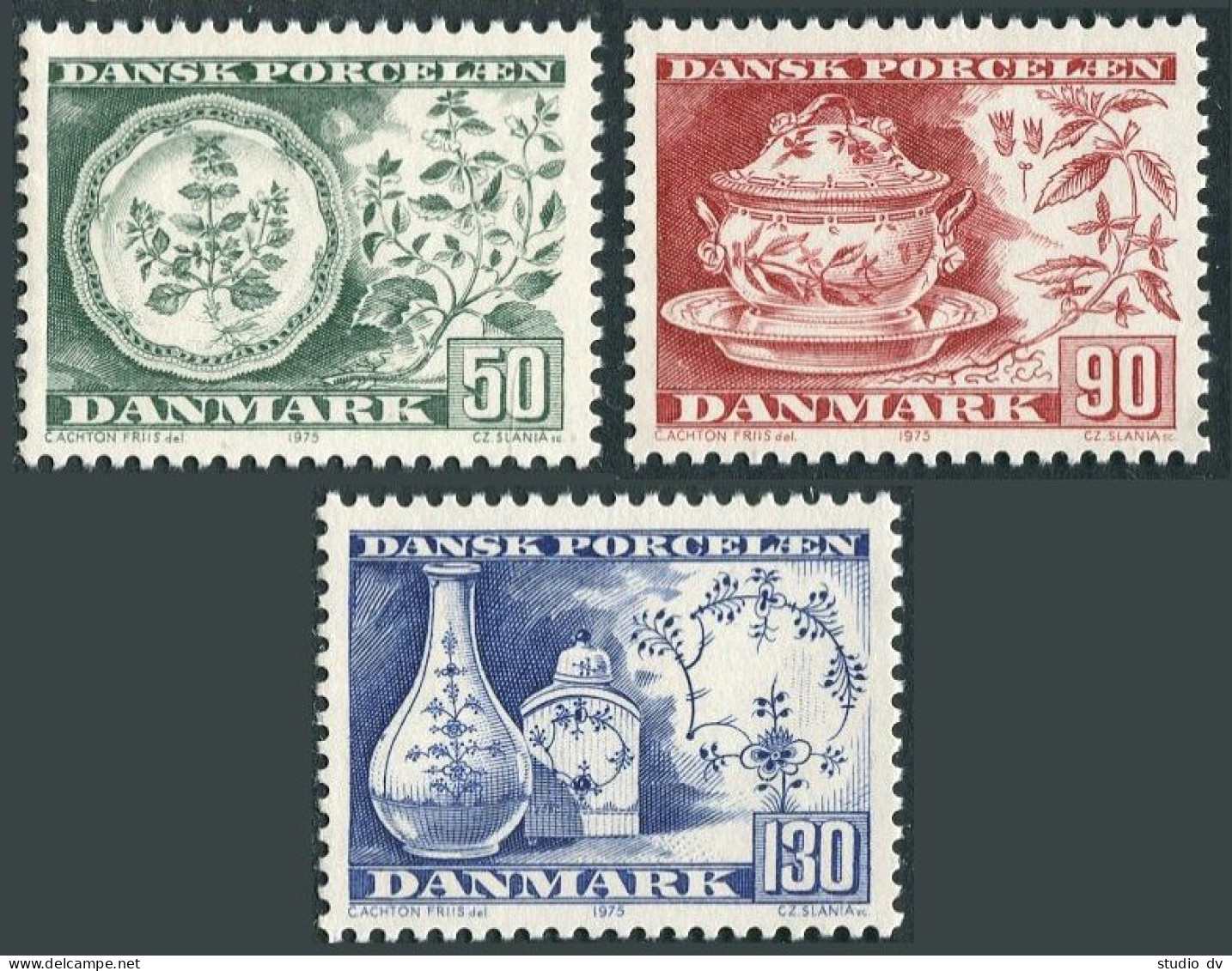 Denmark 567-569, MNH. Michel 589-591. Danish China, 1975. Flora Danica. - Neufs