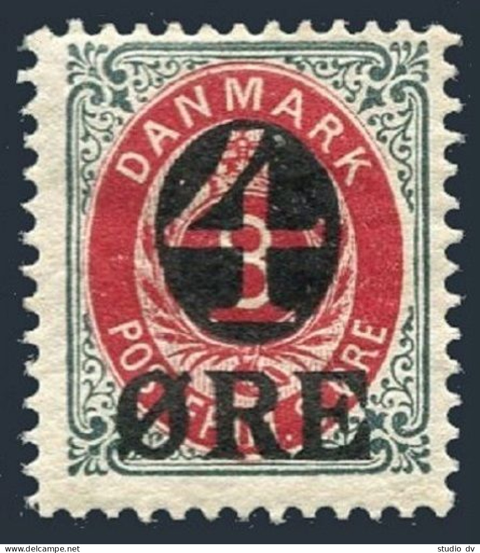 Denmark 55,hinged.Michel 40Z, Definitive Numeral Surcharged With New Value,1904. - Ungebraucht
