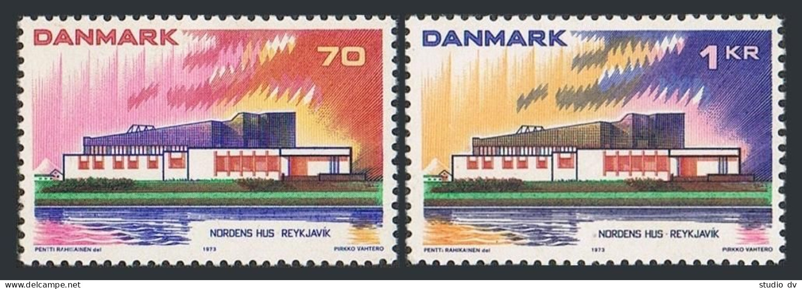 Denmark 522-523,MNH. Mi 545-546. Nordic Cooperation,1973.Nordic House,Reykjavik. - Unused Stamps