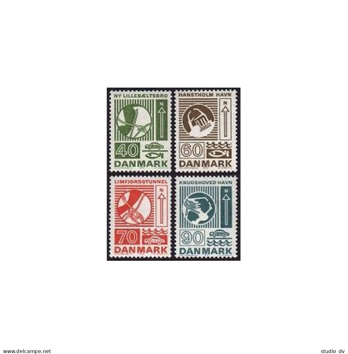 Denmark 509-512, MNH. Highway Engineering, 1972. Bridge, Tunnel, Symbolic Fish. - Unused Stamps