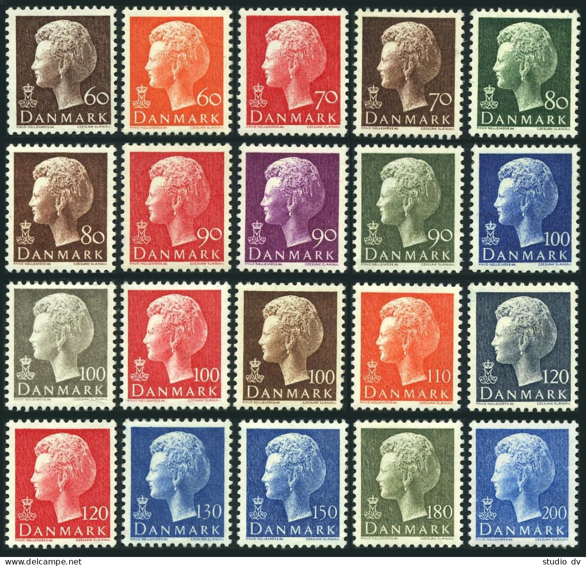 Denmark 532-551, MNH. Definitive 1974-1981, Queen Margrethe. - Unused Stamps