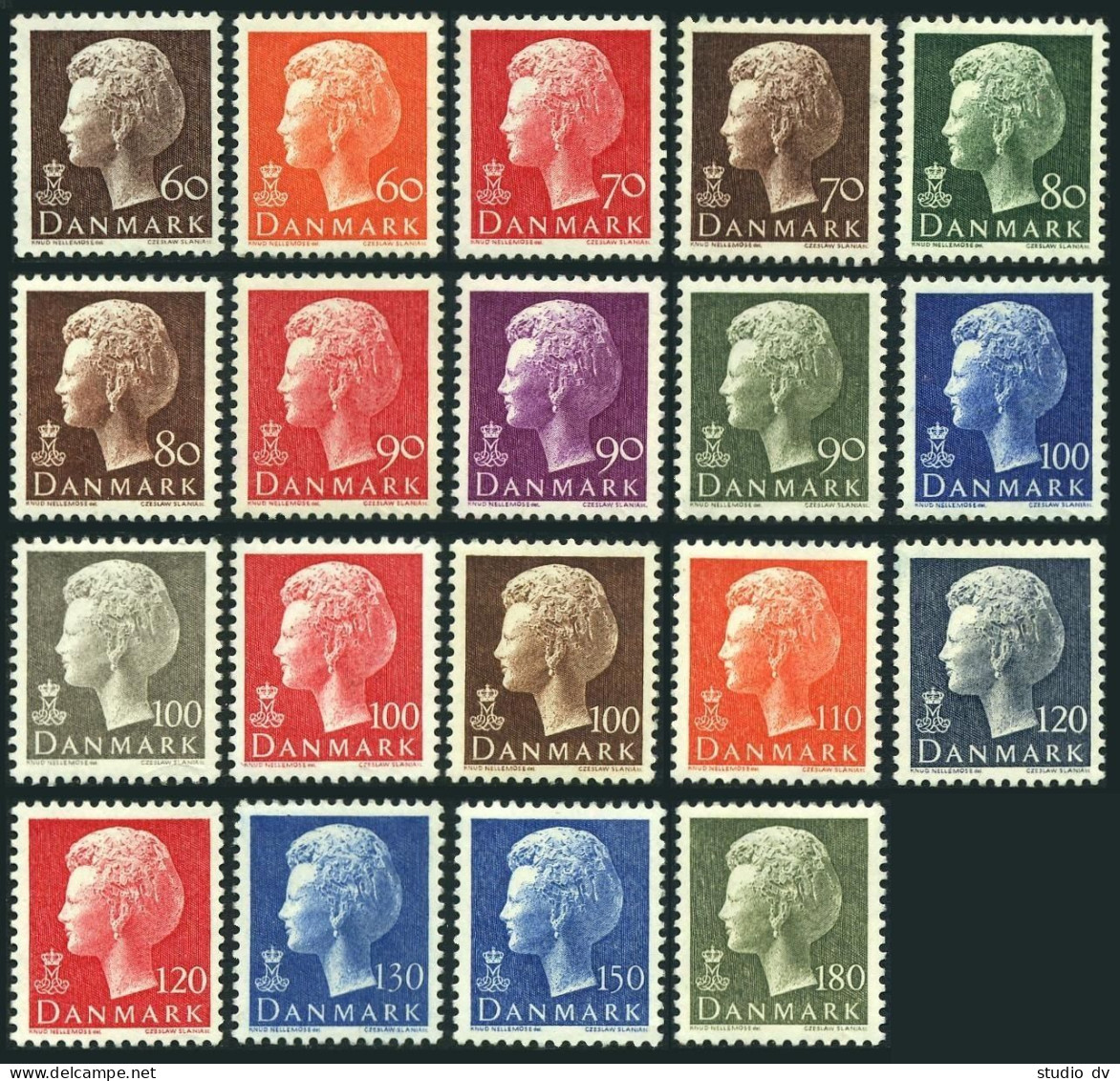 Denmark 532-550, MNH. Definitive 1974-1980. Queen Margrethe. - Nuovi