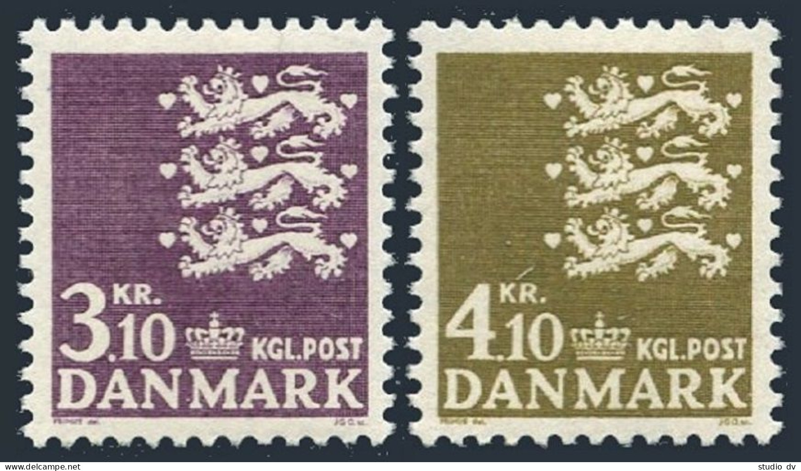Denmark 444B, 444D, MNH. Michel 499-500. Definitive 1970. Small State Seal. - Unused Stamps