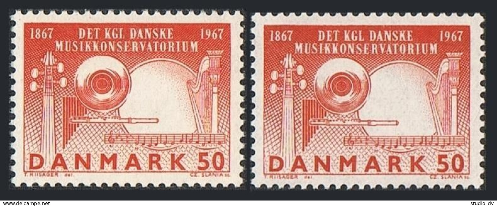 Denmark 430 Two Var, MNH. Michel 449x-449y. Royal Danish Academy Of Music, 1967. - Unused Stamps