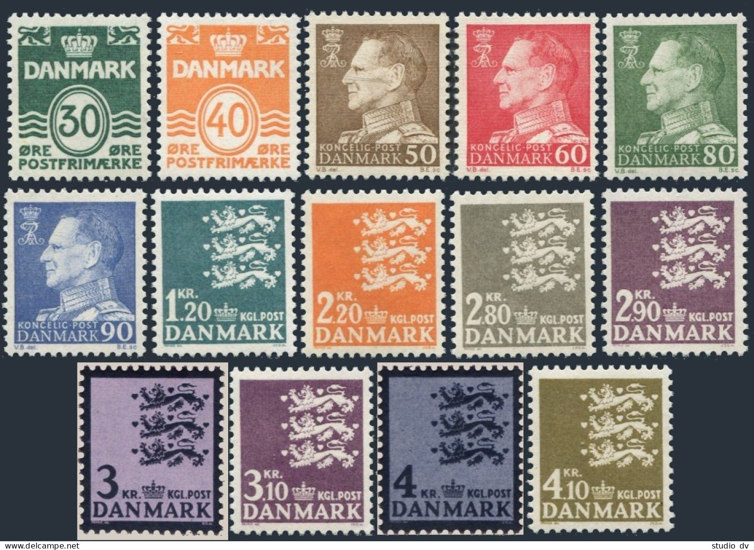 Denmark 437-444D Set Of 12, MNH. Numeral, King Frederik IX, State Seal,1967-1971 - Unused Stamps