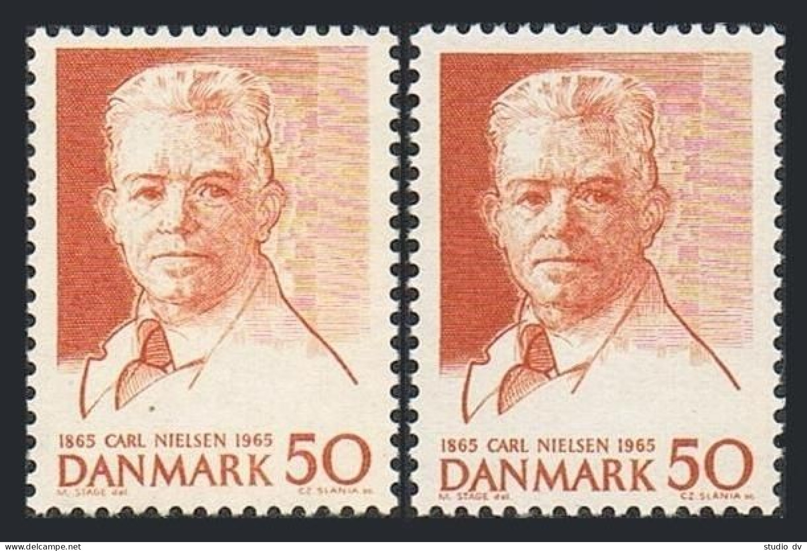 Denmark 421 Two Var, MNH. Michel 4321x-432y. Carl Nielsen, Composer, 1965. - Unused Stamps