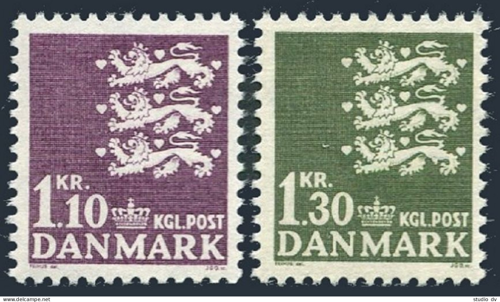 Denmark 395, 398, MNH. Michel 433-434. Definitive 08.12.1965. Small State Seal. - Nuovi