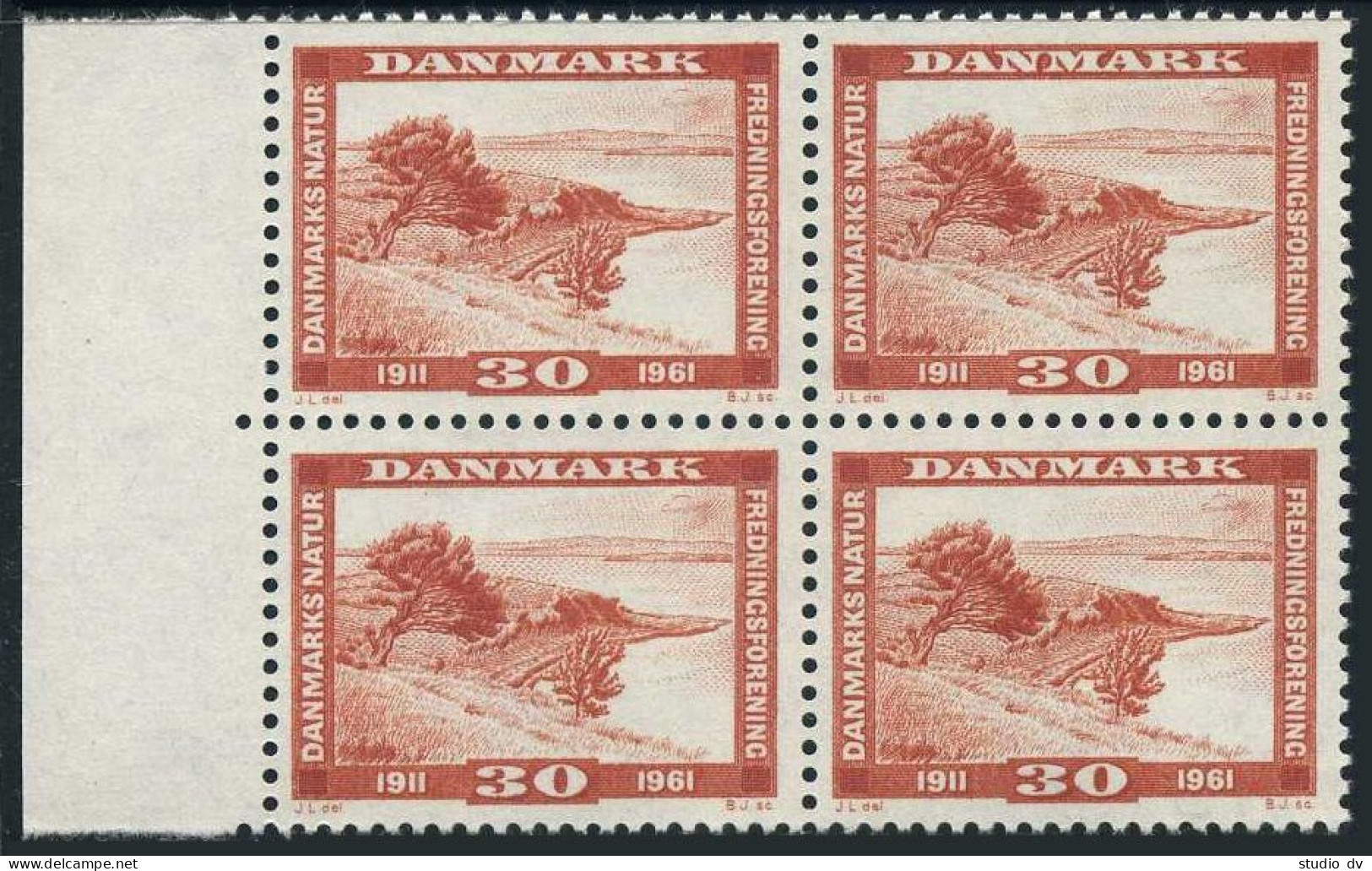 Denmark 381 Block/4,MNH.Michel 389. Society Of Nature Lowers,50.1961.Landscape. - Unused Stamps