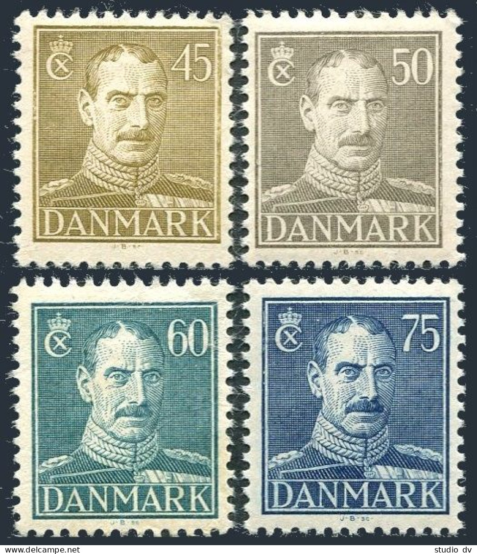 Denmark 286A-287A (4), Hinged. Michel 276-277, 292-293. King Christian X, 1946. - Nuovi