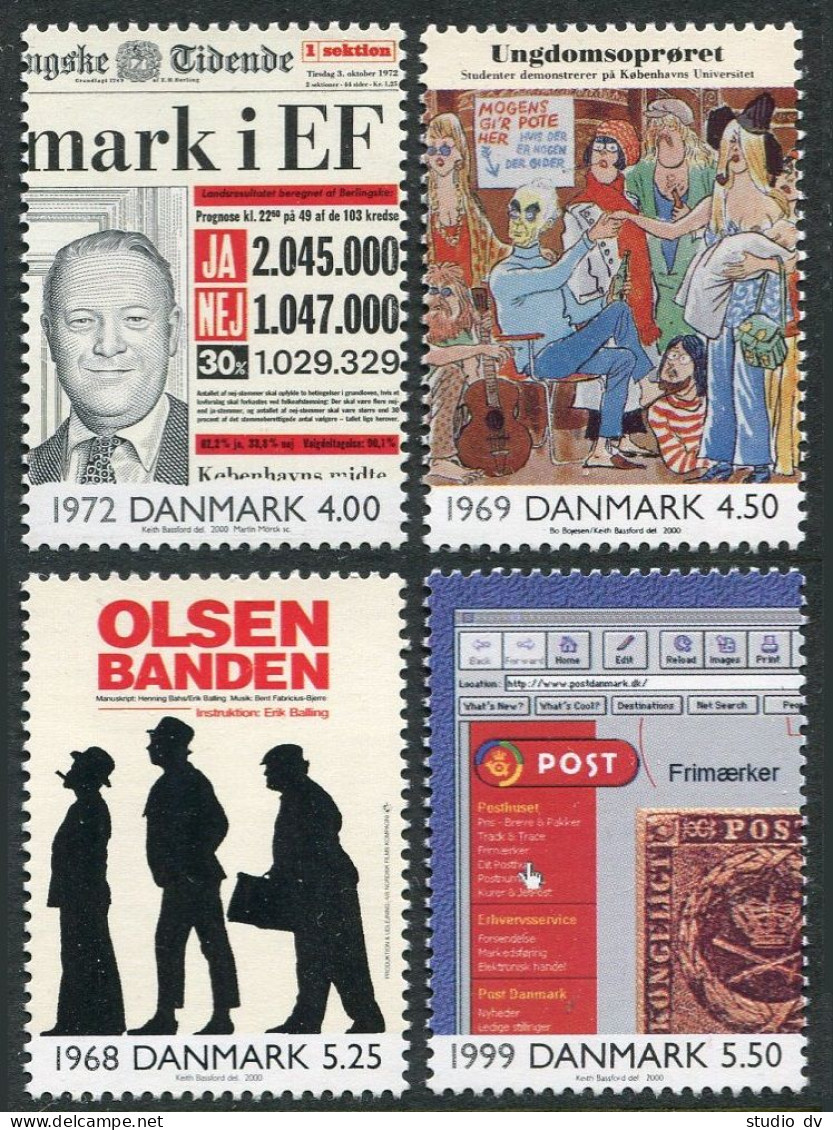 Denmark 1181-1184, MNH. The 20th Century, 2000. Denmark Into European Community, - Nuevos